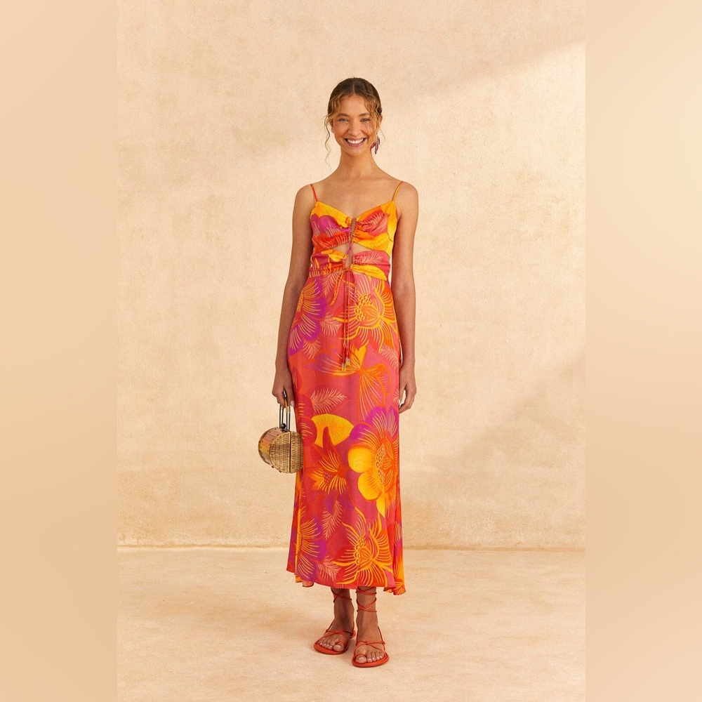 Farm Rio Lenzing Ecovero Viscose Midi Dress - Picture 1 of 3